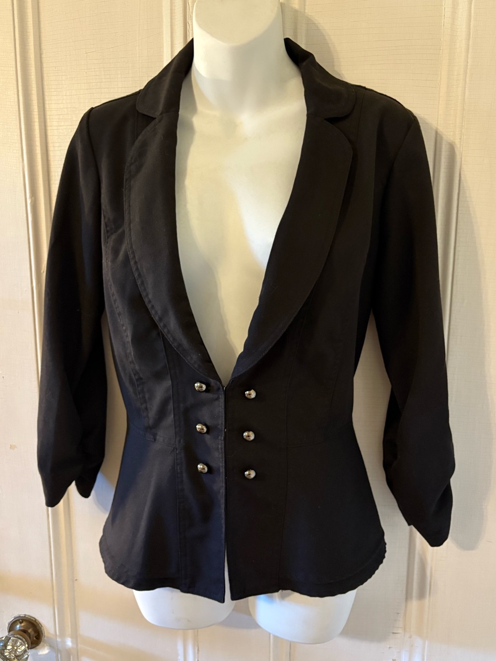 Maurices lightweight washable blazer military Victorian look peplum black
